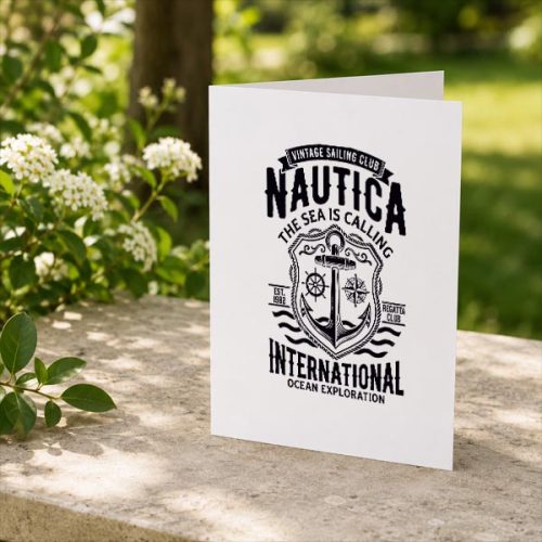 Nautica International Sailing Club Anchor Emblem Greeting Card