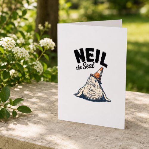 Neil The Seal Tasmania Traffic Cone Greeting Card