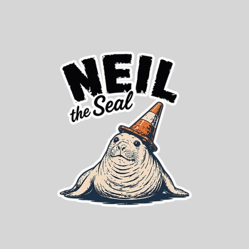 Neil The Seal Tasmania Traffic Cone Sticker