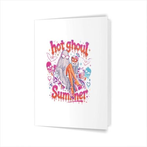 Neon Spooky Horror Summer Creepy Beach Party Greeting Card 1 Neon Spooky Horror Summer Creepy Beach Party Greeting Card