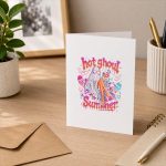 Neon Spooky Horror Summer Creepy Beach Party Greeting Card