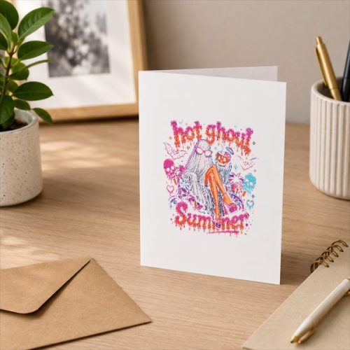 Neon Spooky Horror Summer Creepy Beach Party Greeting Card 3 Neon Spooky Horror Summer Creepy Beach Party Greeting Card