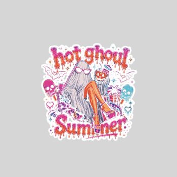 Neon Spooky Horror Summer Creepy Beach Party Sticker