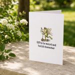 Off To Be Weird And Build Character Fairy Frog Scooter Greeting Card
