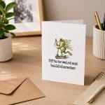 Off To Be Weird And Build Character Fairy Frog Scooter Greeting Card