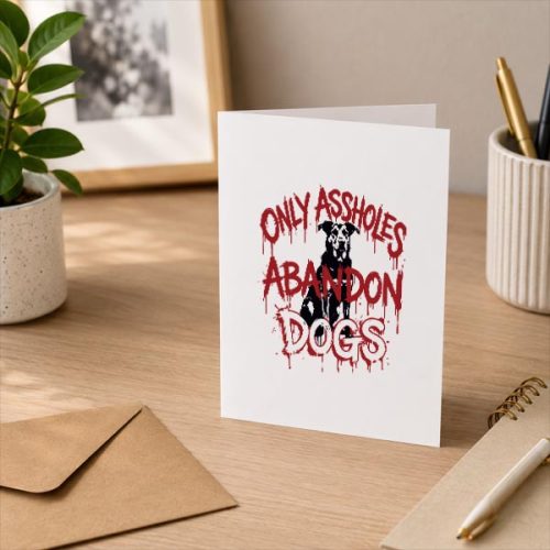 Only Assholes Abandon Dogs Animal Welfare Statement Greeting Card 3 Only Assholes Abandon Dogs Animal Welfare Statement Greeting Card
