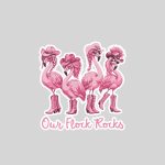 Our Flock Rocks Western Flamingo Girls Trip Vacation Cowgirl Sticker