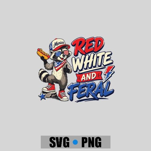 Red White And Feral Patriotic Raccoon American Flag PNG SVG 1 Red White And Feral Patriotic Raccoon American Flag PNG SVG