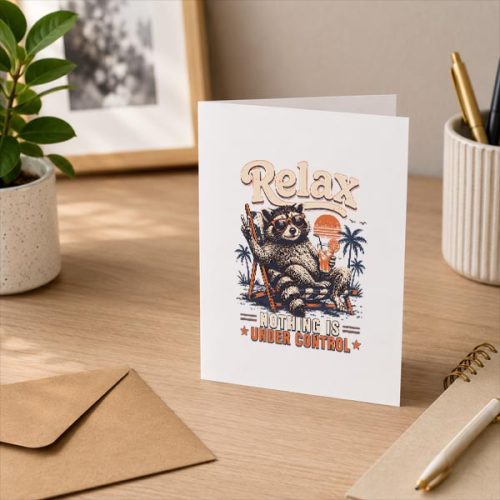 Relax Nothing Is Under Control Chill Raccoon Greeting Card