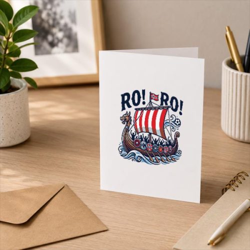 Ro Ro Norway Viking Ship Soccer Norwegian Fan Triblend Greeting Card