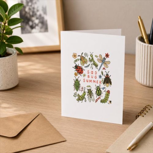 Sad Bug Summer Insect Inspired Indie Aesthetic Greeting Card