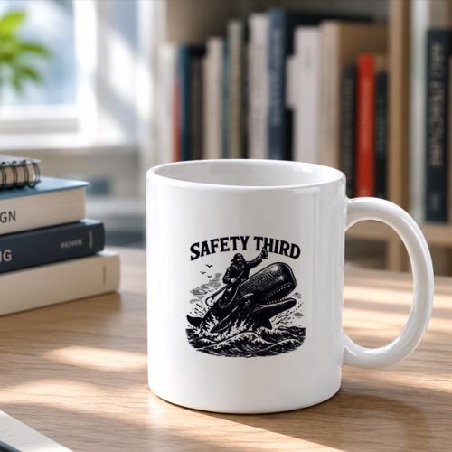 Safety Third Sarcastic Nautical Whale Rider Joke Mug 2 Safety Third Sarcastic Nautical Whale Rider Joke Mug