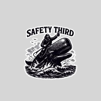 Safety Third Sarcastic Nautical Whale Rider Joke Sticker