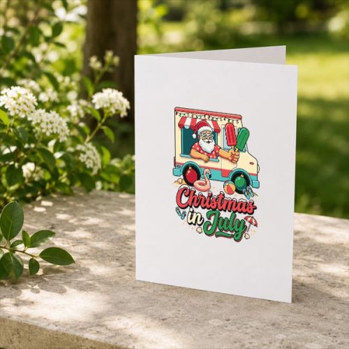 Santa Flamingo Popsicle Christmas In July Greeting Card 2 Santa Flamingo Popsicle Christmas In July Greeting Card