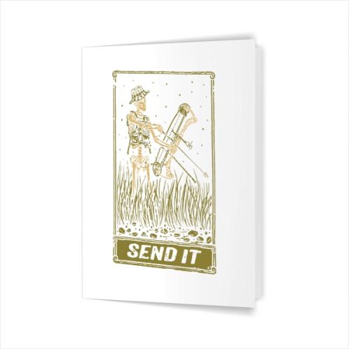 Send It Bowfishing Skeleton Outdoor Adventure Art Greeting Card