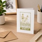 Send It Bowfishing Skeleton Outdoor Adventure Art Greeting Card