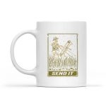 Send It Bowfishing Skeleton Outdoor Adventure Art Mug