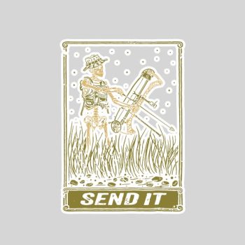 Send It Bowfishing Skeleton Outdoor Adventure Art Sticker