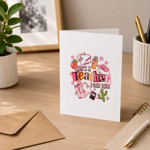 Shes A Teacher I Can Tell Western Classroom Greeting Card 3 Shes A Teacher I Can Tell Western Classroom Greeting Card