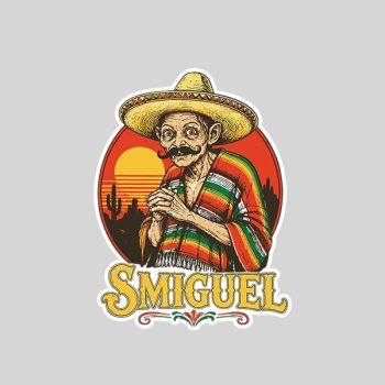 Smiguel Mexican Sombrero Mexican Culture Mashup Sticker