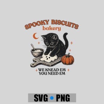 Spooky Biscuits Bakery Black Cat Halloween Pumpkin PNG SVG