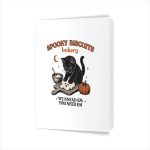Spooky Biscuits Bakery Black Cat Halloween Pumpkin Greeting Card