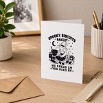Spooky Biscuits Bakery Black Cat Halloween Pumpkin Greeting Card
