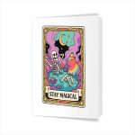 Stay Magical Skeleton Capybara Tarot Card Tops Greeting Card