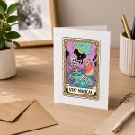 Stay Magical Skeleton Capybara Tarot Card Tops Greeting Card