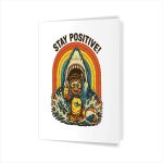 Stay Positive Shark 80s Distressed Motivational Greeting Card