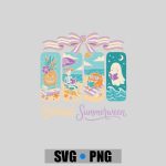 Summerween Beach Reading Ghost Pumpkin Skeleton Book PNG SVG