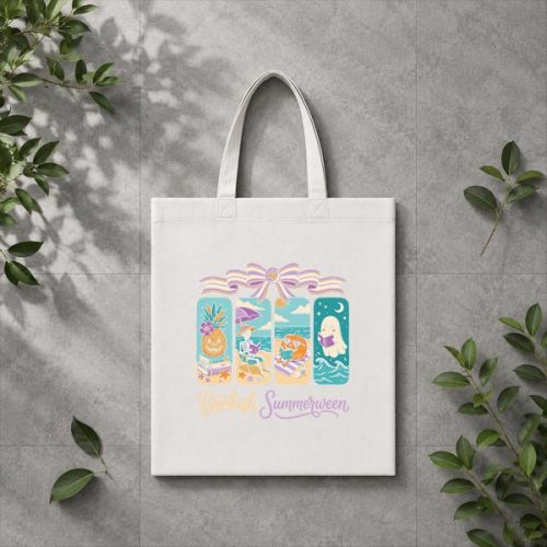 Summerween Beach Reading Ghost Pumpkin Skeleton Book PNG SVG