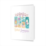 Summerween Beach Reading Ghost Pumpkin Skeleton Book Greeting Card