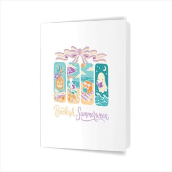 Summerween Beach Reading Ghost Pumpkin Skeleton Book Greeting Card