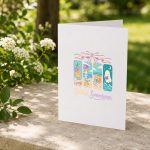 Summerween Beach Reading Ghost Pumpkin Skeleton Book Greeting Card