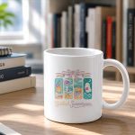 Summerween Beach Reading Ghost Pumpkin Skeleton Book Mug