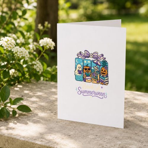 Summerween Boo Reading Book Spooky Vibes Summer Vacay Greeting Card