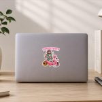 Summerween Girl Skeleton Coquette Leopard Bow Sticker