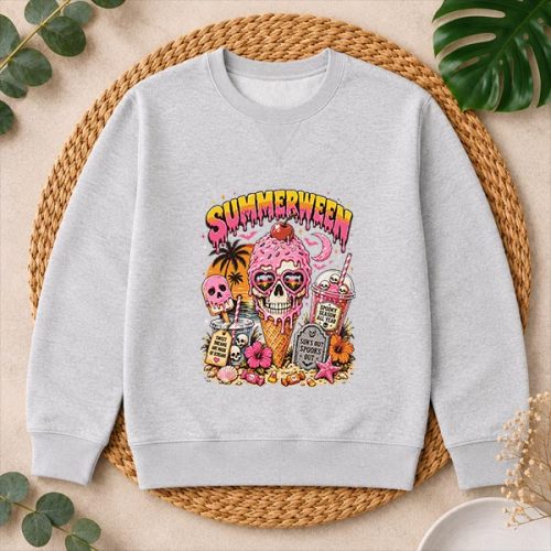 Summerween Skeleton Skull Summer Halloween Ice Cream PNG SVG