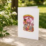 Summerween Skeleton Skull Summer Halloween Ice Cream Greeting Card