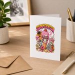 Summerween Skeleton Skull Summer Halloween Ice Cream Greeting Card