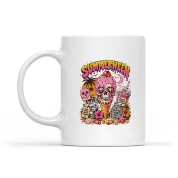 Summerween Skeleton Skull Summer Halloween Ice Cream Mug