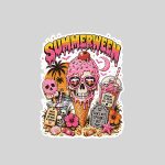Summerween Skeleton Skull Summer Halloween Ice Cream Sticker