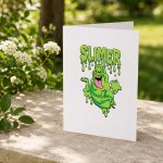 The Real Ghostbusters Ecto Green Slimer 80s Cartoon Greeting Card