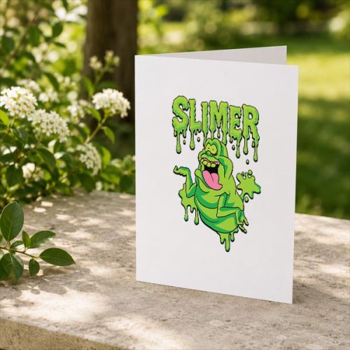 The Real Ghostbusters Ecto Green Slimer 80s Cartoon Greeting Card 2 The Real Ghostbusters Ecto Green Slimer 80s Cartoon Greeting Card