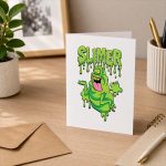 The Real Ghostbusters Ecto Green Slimer 80s Cartoon Greeting Card