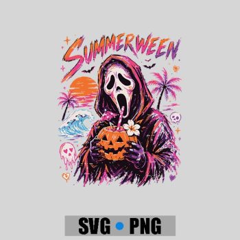 Vintage Spooky Ghost Beach Summer Vacation Summerween PNG SVG