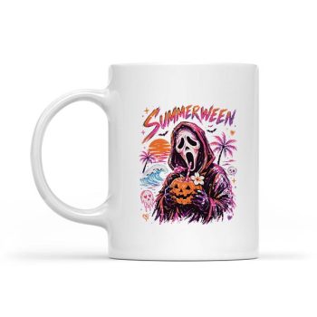 Vintage Spooky Ghost Beach Summer Vacation Summerween Mug