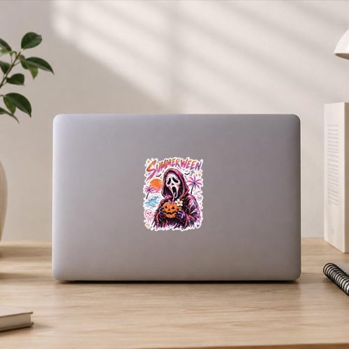 Vintage Spooky Ghost Beach Summer Vacation Summerween Sticker 3 Vintage Spooky Ghost Beach Summer Vacation Summerween Sticker
