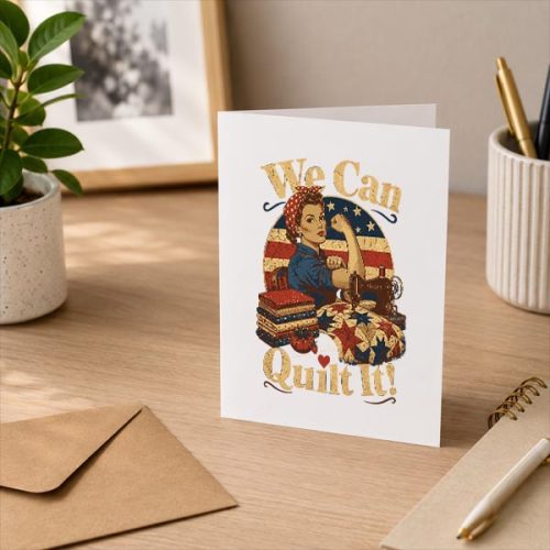We Can Quilt It Rosie Riveter Quilting Sewing Machine Craft Greeting Card 3 We Can Quilt It Rosie Riveter Quilting Sewing Machine Craft Greeting Card